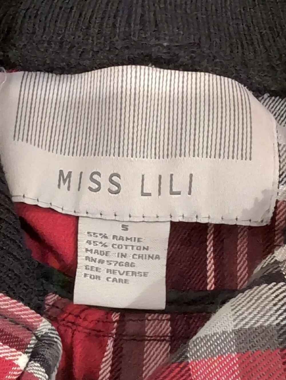 Miss Lili Red & Black Plaid Button-Front Puffer Jacket